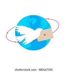 
World Post Day , the pigeon on a globe