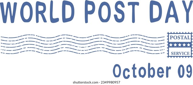 Día Mundial del Post. Sello de servicio postal. Entrega por correo. Afiche, pancarta.