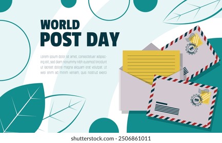 Plantilla del Día Mundial del Correo con una carta en sobre