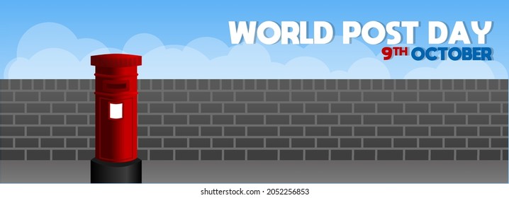 World post day theme illustration. With postbox illustration. Suitable for Poster, Banners, campaign and greeting card.