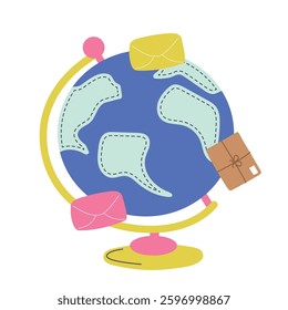 World post day vector cartoon illustration