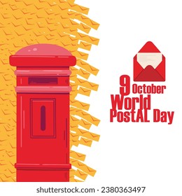 World Post Day Vector Illustration For Social Media Concept With Postal Elements