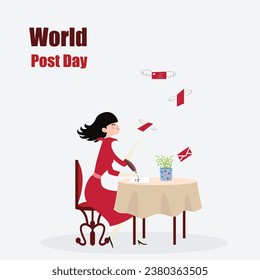World Post Day Vector Illustration For Social Media Concept With Postal Elements