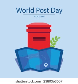 World Post Day Vector Illustration For Social Media Concept With Postal Elements