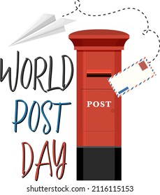 World Post Day word logo with a postbox illustration