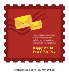 World Post Office Day, 9th October. Postal, Letters, Stamp Vector Design Template