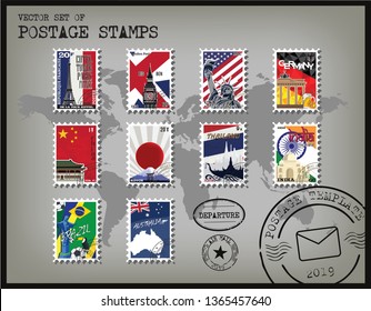 World Postage Stamp Template