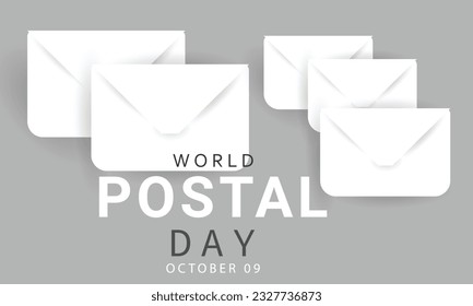 Día Mundial de la Correos. fondo, banner, tarjeta, afiche, plantilla. Ilustración vectorial.
