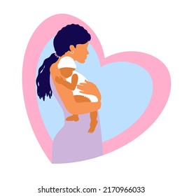 World premature day of infants. November 17. Hope and rescue of newborn babies. Drawing attention to the prematurity, pregnancy problems. Vector concept with mom and baby in heart