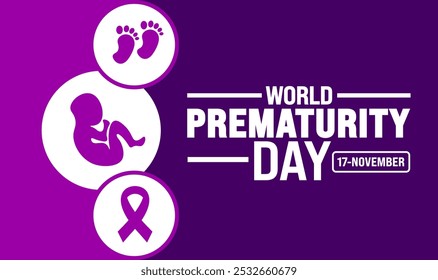 World Prematurity Day background or banner design template is observed every year in November. Holiday concept. Template for card, poster, placard, template.