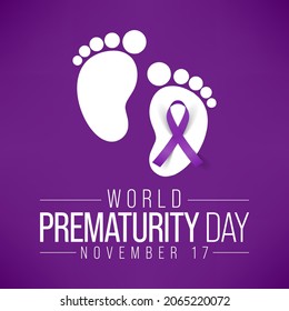 World Prematurity day is observed every year on November 17th, Premature birth is when a baby is born too early, before 37 weeks of pregnancy have been completed. Vector illustration