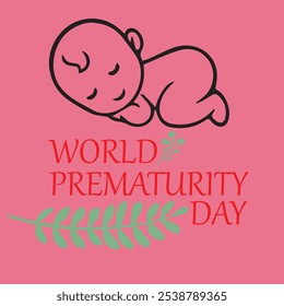 World Prematurity Day, observed on November 17, raises awareness about premature birth and its impact on families and communities. baby with green plant isolated pink background