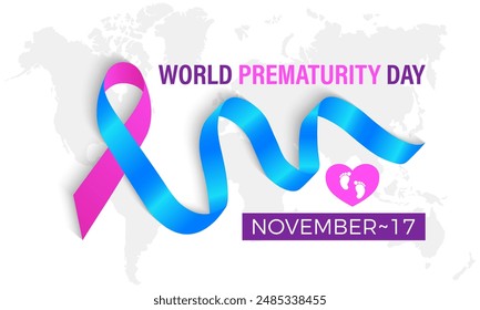 world prematurity day in september. Health Care concept Greeting card, poster, Ribbon, banner, Vector Template.