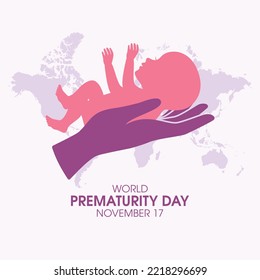 World Prematurity Day vector. Hand holding a small newborn baby icon vector. Hand with baby silhouette design element. November 17. Important day