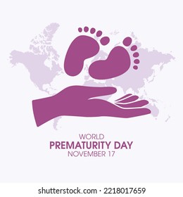 World Prematurity Day vector. Hands with baby feet vector. Baby footprint and hands silhouette icon. November 17. Important day