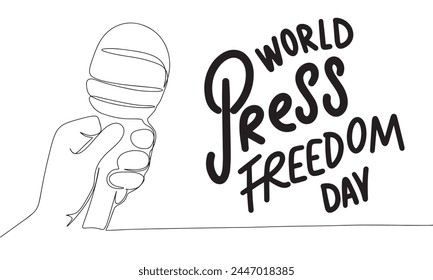World Press Freedom Day banner. Line art press banner. Hand drawn vector art