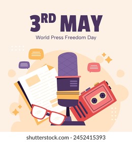 World Press Freedom Day Celebration. World Press Freedom Day Background. May 3. Freedom of media and Journalism concept. Vector illustration design for Poster, Banner, Flyer, Post, Cover, Card.