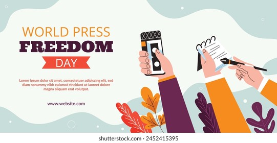 Celebración del Día Mundial de la Prensa. Fondo del Día Mundial de la Libertad de Prensa. 3 de mayo. Libertad de medios y concepto de periodismo. Diseño de Ilustración vectorial para Póster, Anuncio, Flyer, Poste, Cubierta, Tarjeta.