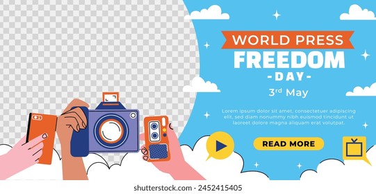 World Press Freedom Day Celebration. World Press Freedom Day Background. May 3. Freedom of media and Journalism concept. Vector illustration design for Poster, Banner, Flyer, Post, Cover, Card.