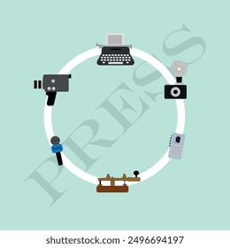 World Press Freedom Day Celebration. Gazeteciler ve Basın Bayramı. Çalışan Gazeteciler Günü. Dünya Basın Özgürlüğü Günü. Vector illustration.