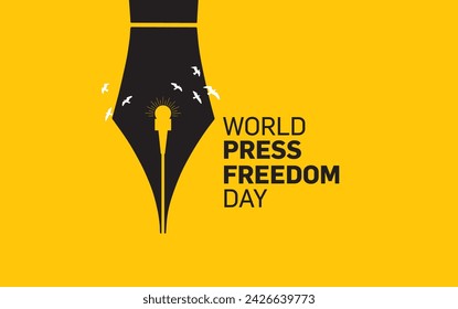 Ilustración vectorial del concepto del Día Mundial de la Libertad de Prensa. Día Mundial de la Libertad de Prensa o Día Mundial de la Prensa para concienciar sobre la importancia de la libertad de prensa. Acabar con la impunidad de los crímenes contra el periodismo