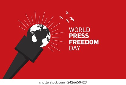 Ilustración vectorial del concepto del Día Mundial de la Libertad de Prensa. Día Mundial de la Libertad de Prensa o Día Mundial de la Prensa para concienciar sobre la importancia de la libertad de prensa. Acabar con la impunidad de los crímenes contra el periodismo