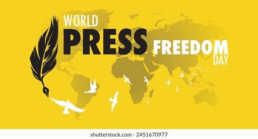 Ilustración vectorial conceptual del Día Mundial de la Libertad de Prensa. Día Mundial de la Libertad de Prensa o Día Mundial de la Prensa para concienciar sobre la importancia de la libertad de prensa. Acabar con la impunidad de los crímenes contra el periodismo