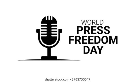 World press freedom day concept with microphone icon symbolizing journalism, media independence, freedom of speech, news reporting and global communication rights
