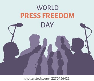 World press freedom day. Press conference of reporters. Interview, communication with journalists, mass media. Vector illustration in flat style - Shutterstock ID 2270456421