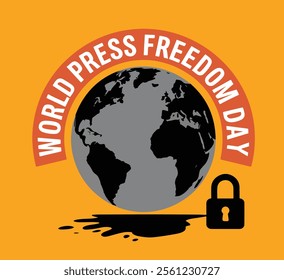 World Press Freedom Day greeting featuring a globe. Symbolizing global media freedom and the importance of free speech. Ideal for awareness campaigns and celebration posters.