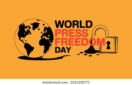 World Press Freedom Day greeting featuring a globe. Symbolizing global media freedom and the importance of free speech. Ideal for awareness campaigns and celebration posters.