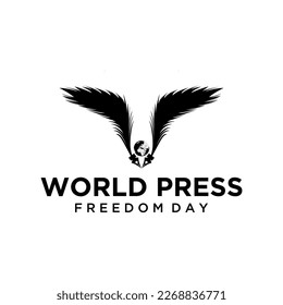 World press freedom day logo with wings and a bird with wings