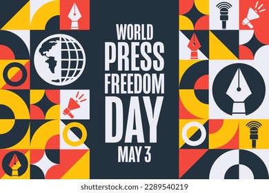 World Press Freedom Day. May 3. Holiday concept. Template for background, banner, card, poster with text inscription. Vector EPS10 illustration