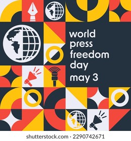 World Press Freedom Day. May 3. Holiday concept. Template for background, banner, card, poster with text inscription. Vector EPS10 illustration