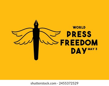 World Press Freedom Day. May 3. Yellow background. Flat design vector. Eps 10.