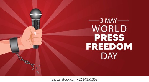 world Press Freedom Day May 3 mic in hand vector poster