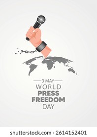 world Press Freedom Day May 3 mic in hand vector poster