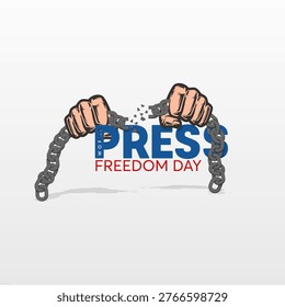 World Press Freedom Day, May 3, featuring an illustration of a hand breaking a chain