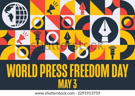 World Press Freedom Day. May 3. Holiday concept. Template for background, banner, card, poster with text inscription. Vector EPS10 illustration