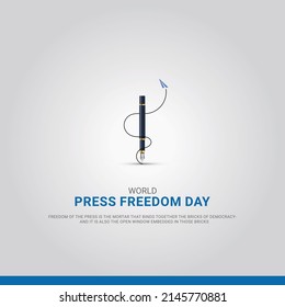 World Press Freedom Day or World Press Day. Pen and line concept. 3D illustration 