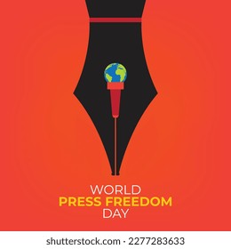 A world press freedom day poster with a pen and the words world press freedom on it. Concept vector illustration.