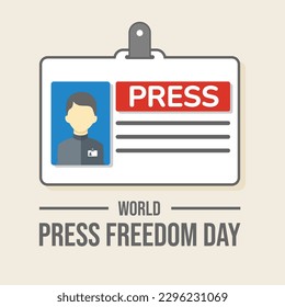 World Press Freedom Day or World Press Day to raise awareness of the importance of freedom of the press. End Impunity for Crimes against Journalism with press ID card illustration