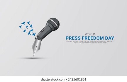 World press freedom day. World Press Day to raise awareness of the importance of freedom of the press. 3D Illustration