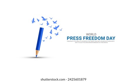 World press freedom day. World Press Day to raise awareness of the importance of freedom of the press. 3D Illustration