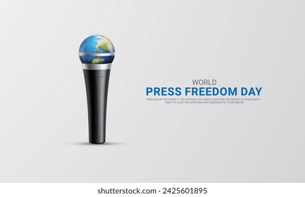 Día Mundial de la Libertad de Prensa. Día Mundial de la Prensa para concienciar sobre la importancia de la libertad de prensa. Ilustración 3D