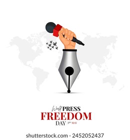 Publicación en medios sociales del Día Mundial de la Libertad de Prensa. Día Mundial de la Libertad de Prensa o Día Mundial de la Prensa para crear conciencia sobre la importancia de la libertad de la Prensa