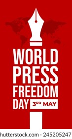 Publicación en medios sociales del Día Mundial de la Libertad de Prensa. Día Mundial de la Libertad de Prensa o Día Mundial de la Prensa para crear conciencia sobre la importancia de la libertad de la Prensa