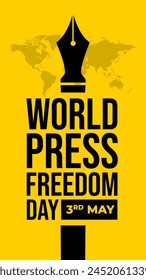 Publicación en medios sociales del Día Mundial de la Libertad de Prensa. Día Mundial de la Libertad de Prensa o Día Mundial de la Prensa para crear conciencia sobre la importancia de la libertad de la Prensa.