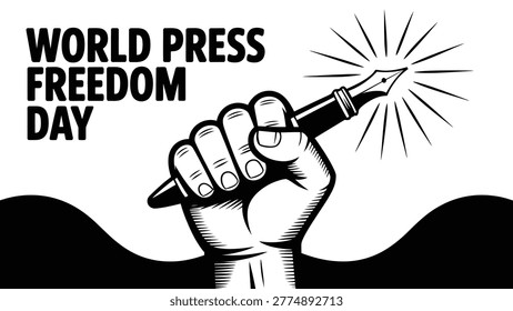 world press freedom day speech bubble concept minimal typography design with bold text communication symbol isolated on white background