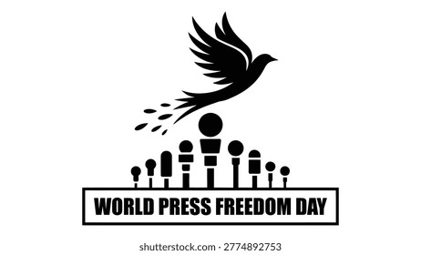 world press freedom day speech bubble concept minimal typography design with bold text communication symbol isolated on white background